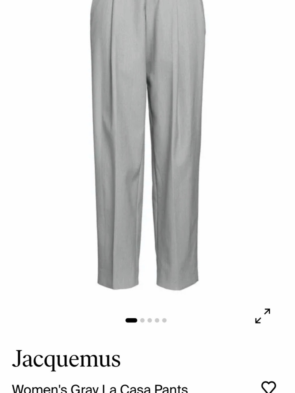 Jacquemus Light Gray Tailored Pleated Women’s Pants